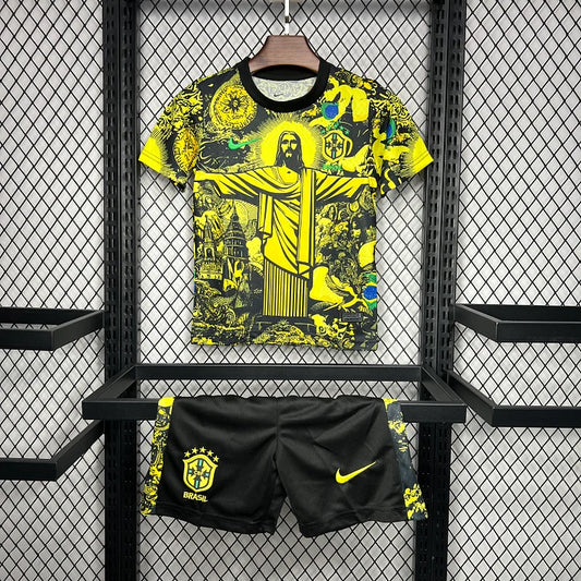 Maillot Brésil x Jesus Christ Domicile Junior Enfant 2024-2025 - Jaune