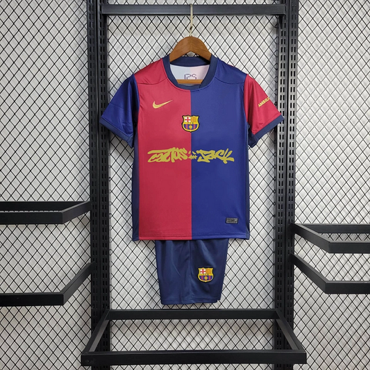 Kit Enfant FC Barcelone X Travis Scott édition Spéciale Domicile 2024-2025